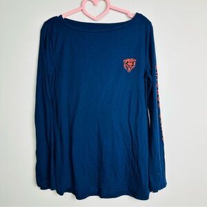 NFL Women's Navy Long Sleeve Tee with Orange Bear Logo Size Medium